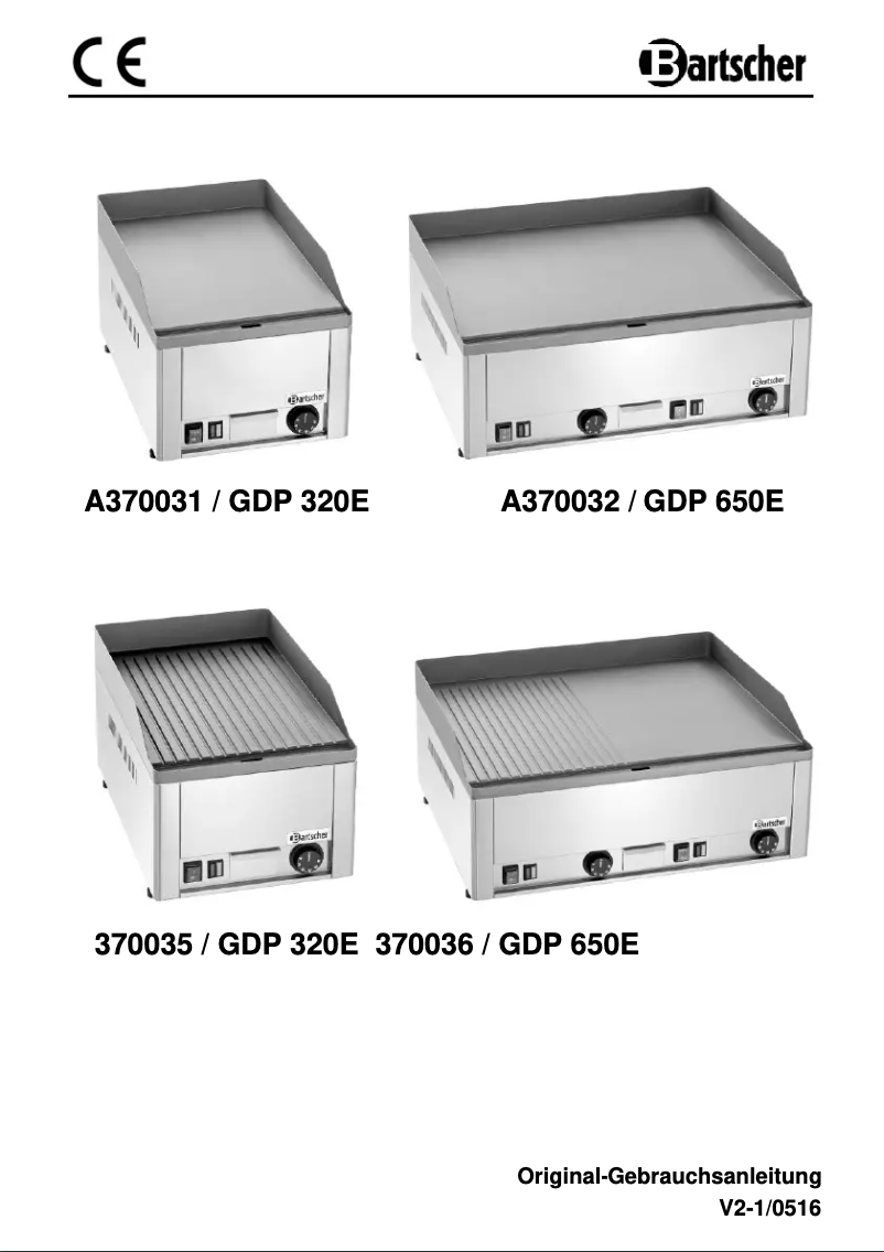 Page 1 de la notice Manuel utilisateur Bartscher GDP 320E-G