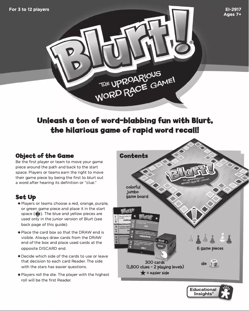 Page 1 de la notice Manuel utilisateur Learning Resources Blurt!