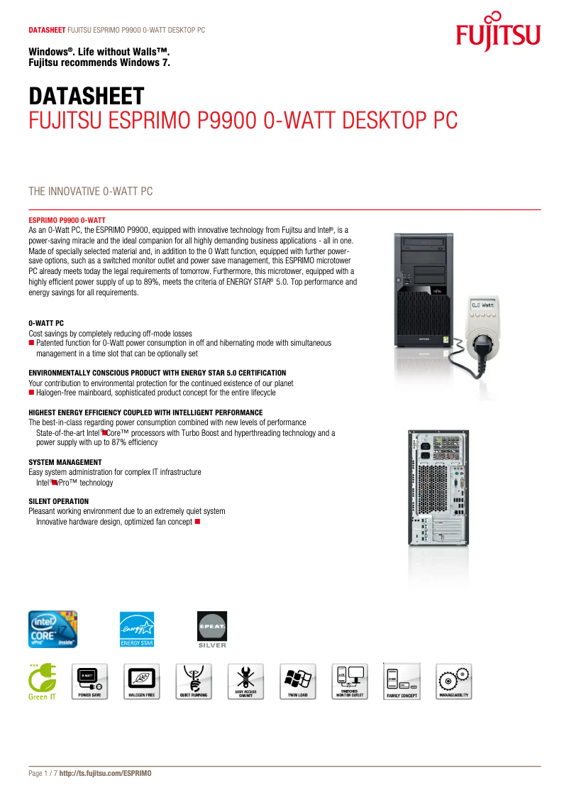 Page 1 de la notice Manuel utilisateur Fujitsu ESPRIMO P9900