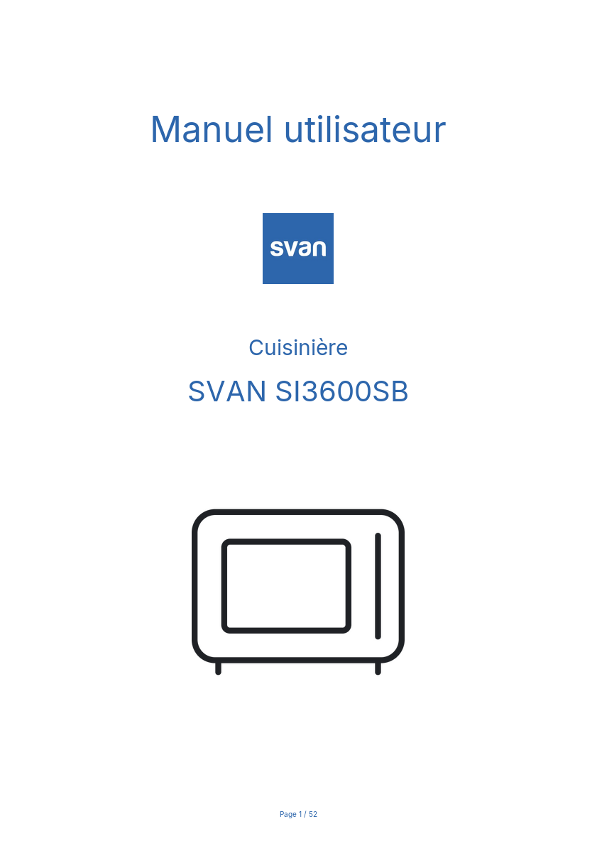 Page n°1 - Manuel utilisateur SVAN SI3600SB