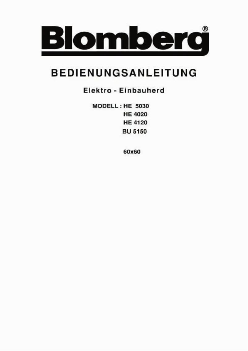 Page n°1 - Manuel utilisateur Blomberg BU 5150