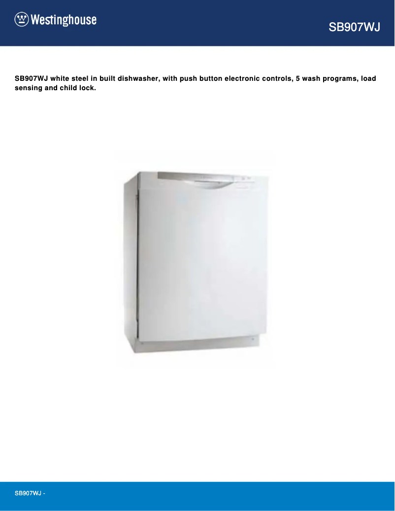 Page 1 de la notice Manuel utilisateur Westinghouse SB907WJ