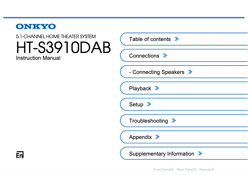 Page n°1 - Manuel utilisateur Onkyo HT-S3910DAB