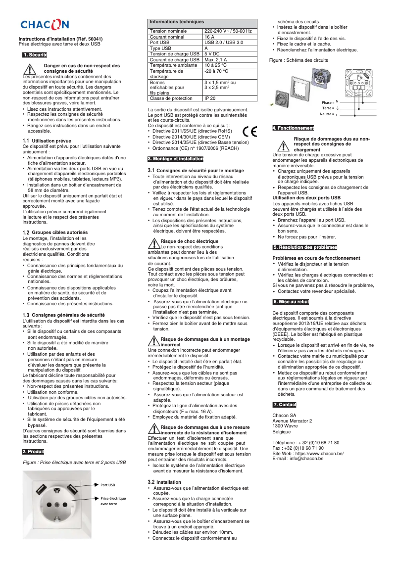 Page n°1 - Manuel utilisateur Chacon 56041