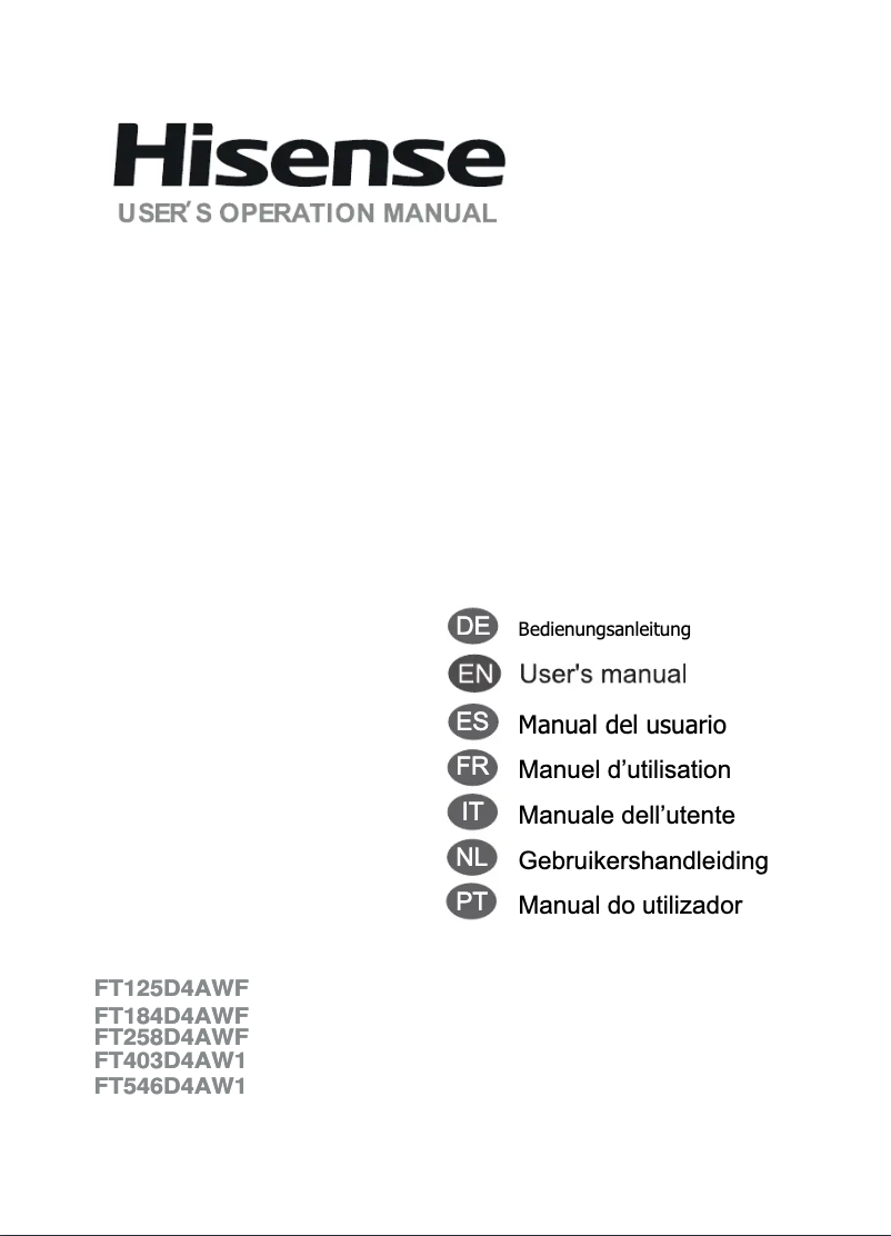 Page n°1 - Manuel utilisateur Hisense FT258D4AWF