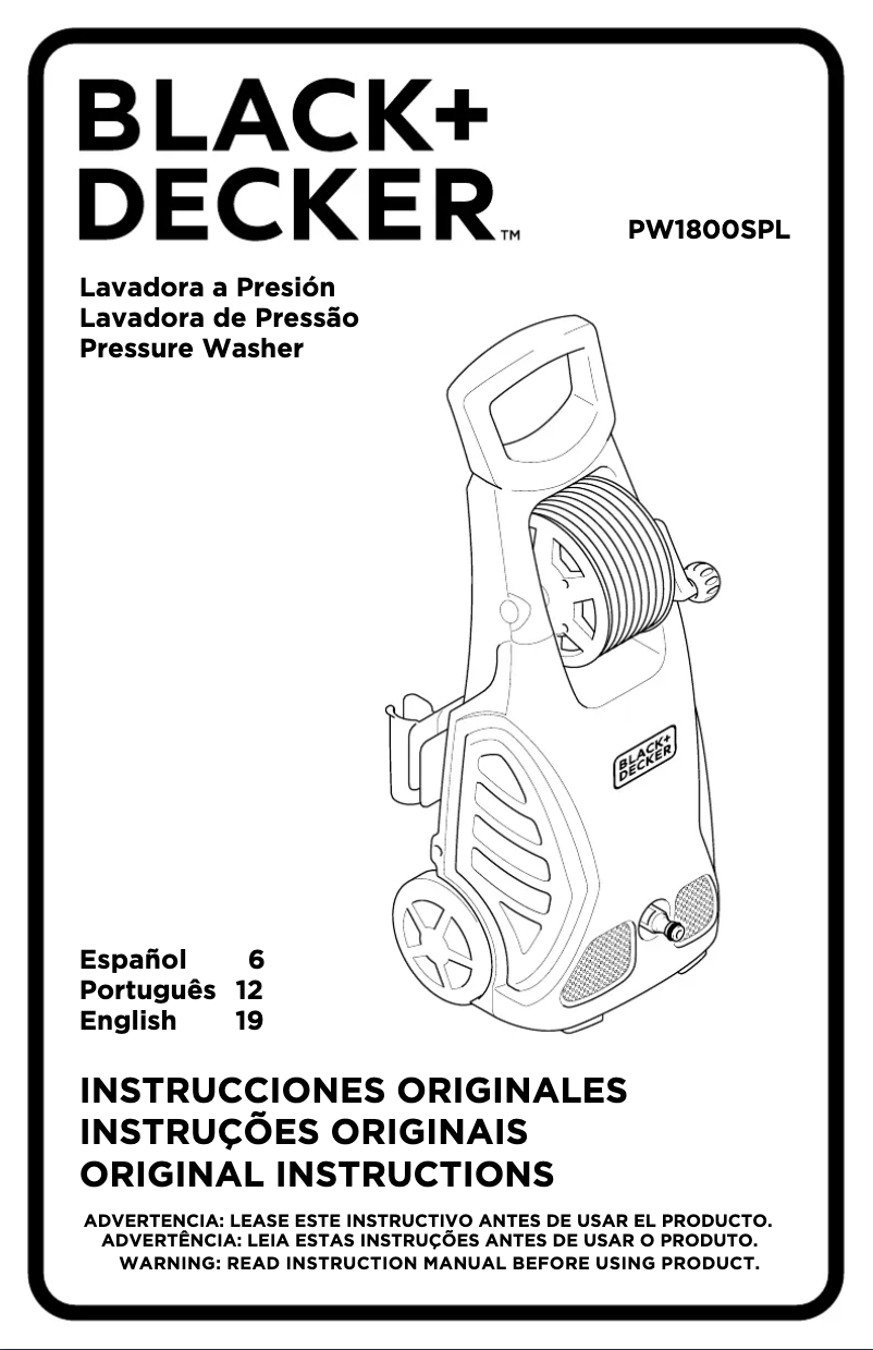 Page 1 de la notice Manuel utilisateur Black & Decker PW1800SPL