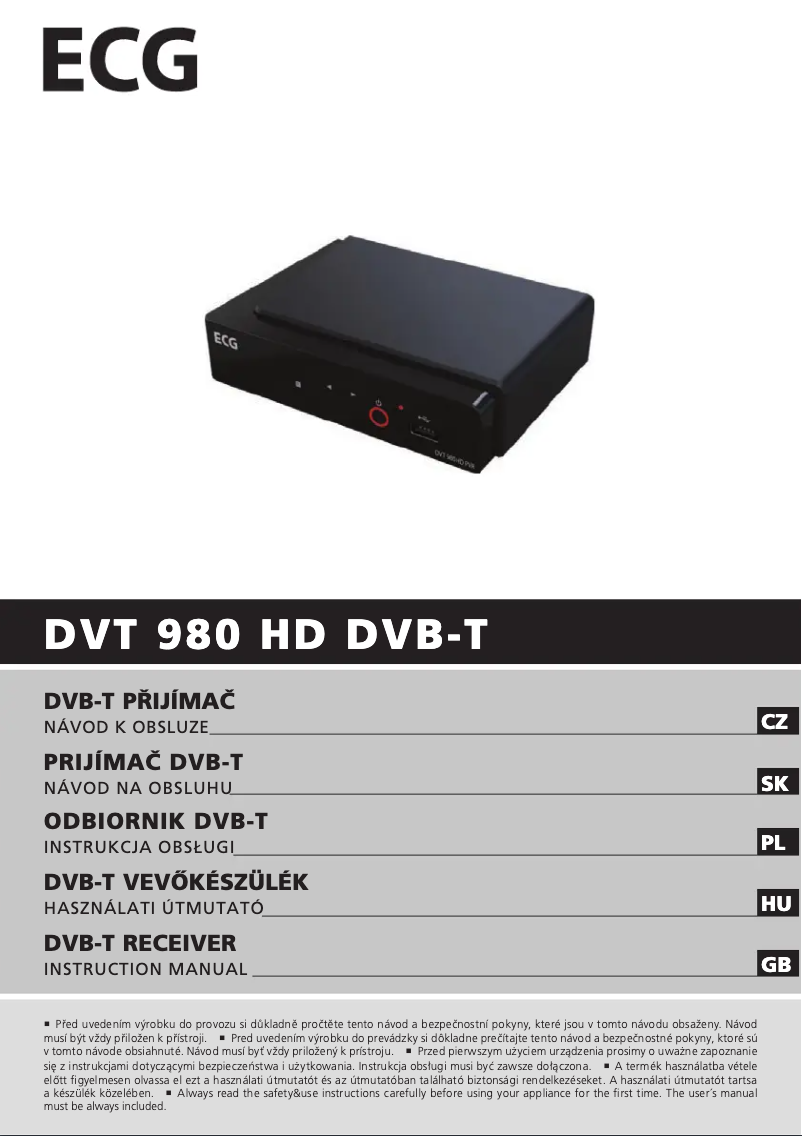 Page 1 de la notice Manuel utilisateur ECG DVT 980 HD PVR