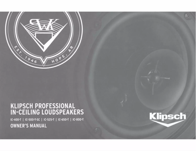 Page 1 de la notice Manuel utilisateur Klipsch IC-650-T