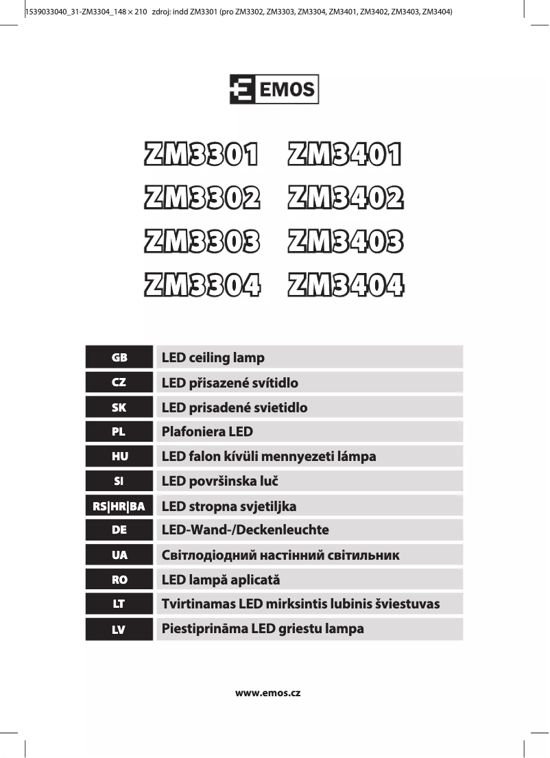 Image de la première page du manuel de l'appareil ZM3304