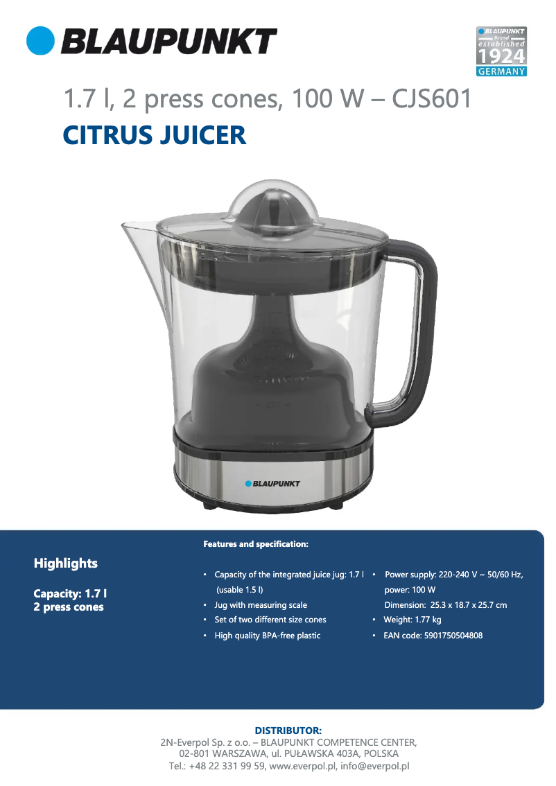 Image de la première page du manuel de l'appareil CJS601