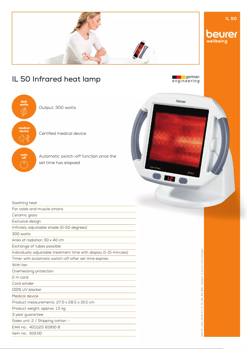 Page 1 de la notice Fiche technique Beurer IL 50