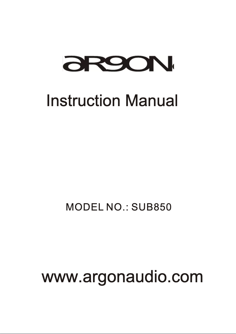 Page 1 de la notice Manuel utilisateur Argon SUB850