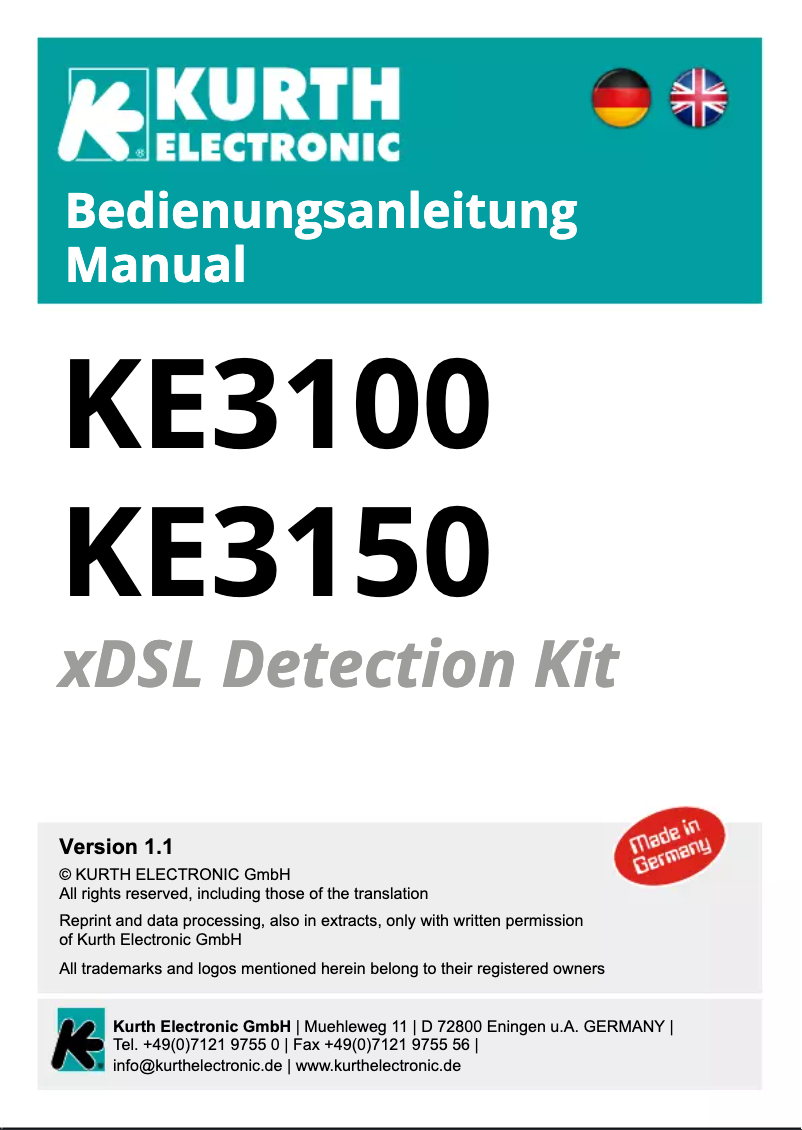 Page n°1 - Manuel utilisateur Kurth Electronic KE3150