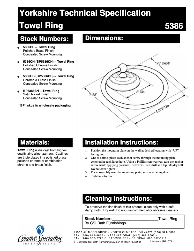 Image de la première page du manuel de l'appareil Yorkshire 5386CH