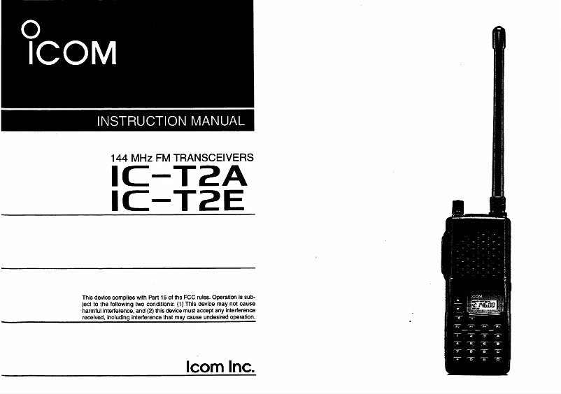 Image de la première page du manuel de l'appareil IC-T2A