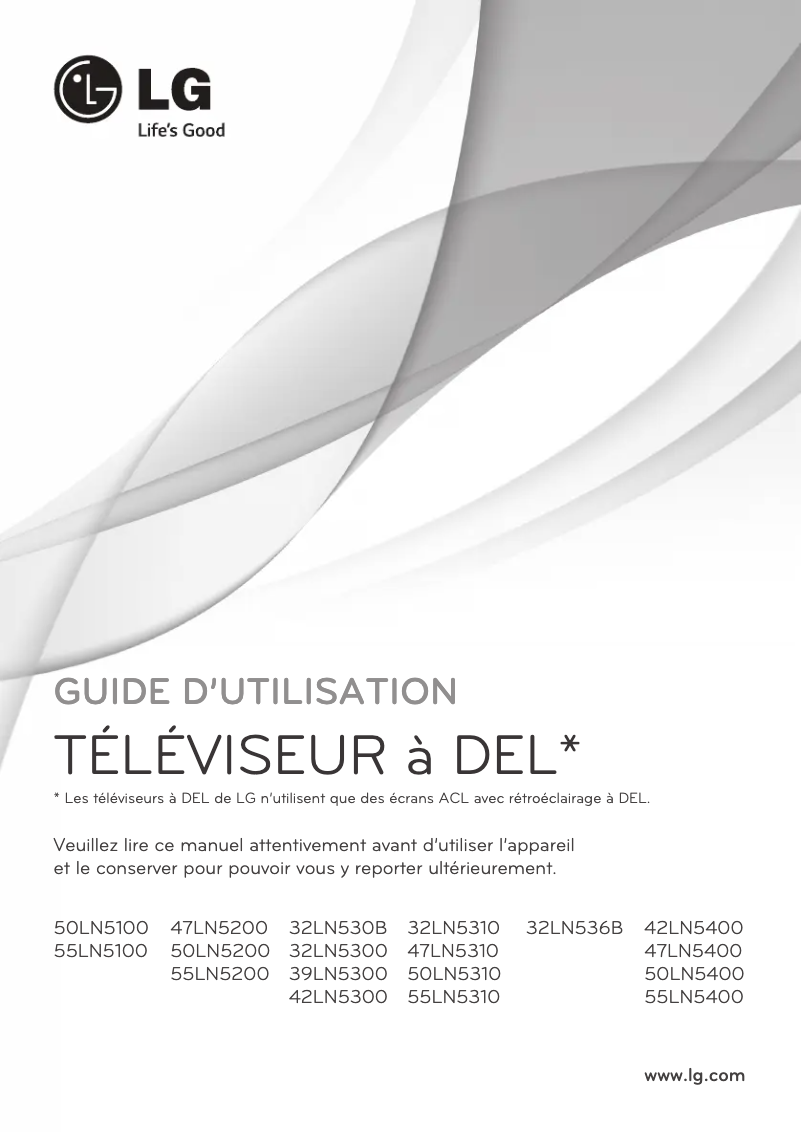 Image de la première page du manuel de l'appareil 55LN5310