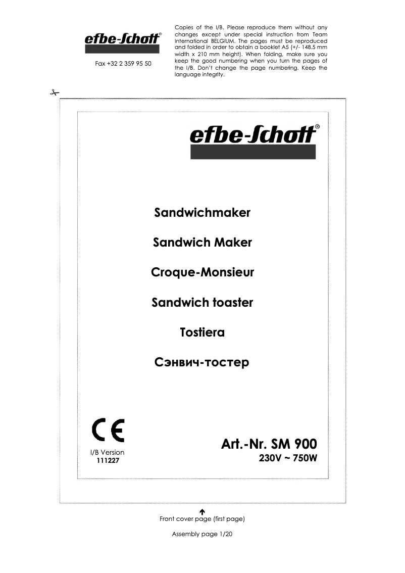 Page n°1 - Manuel utilisateur Efbe-Schott SM 900
