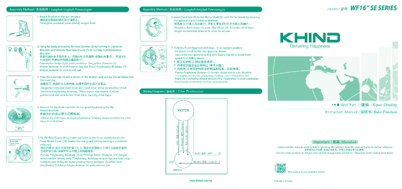 Page n°1 - Manuel utilisateur Khind WF1602SE