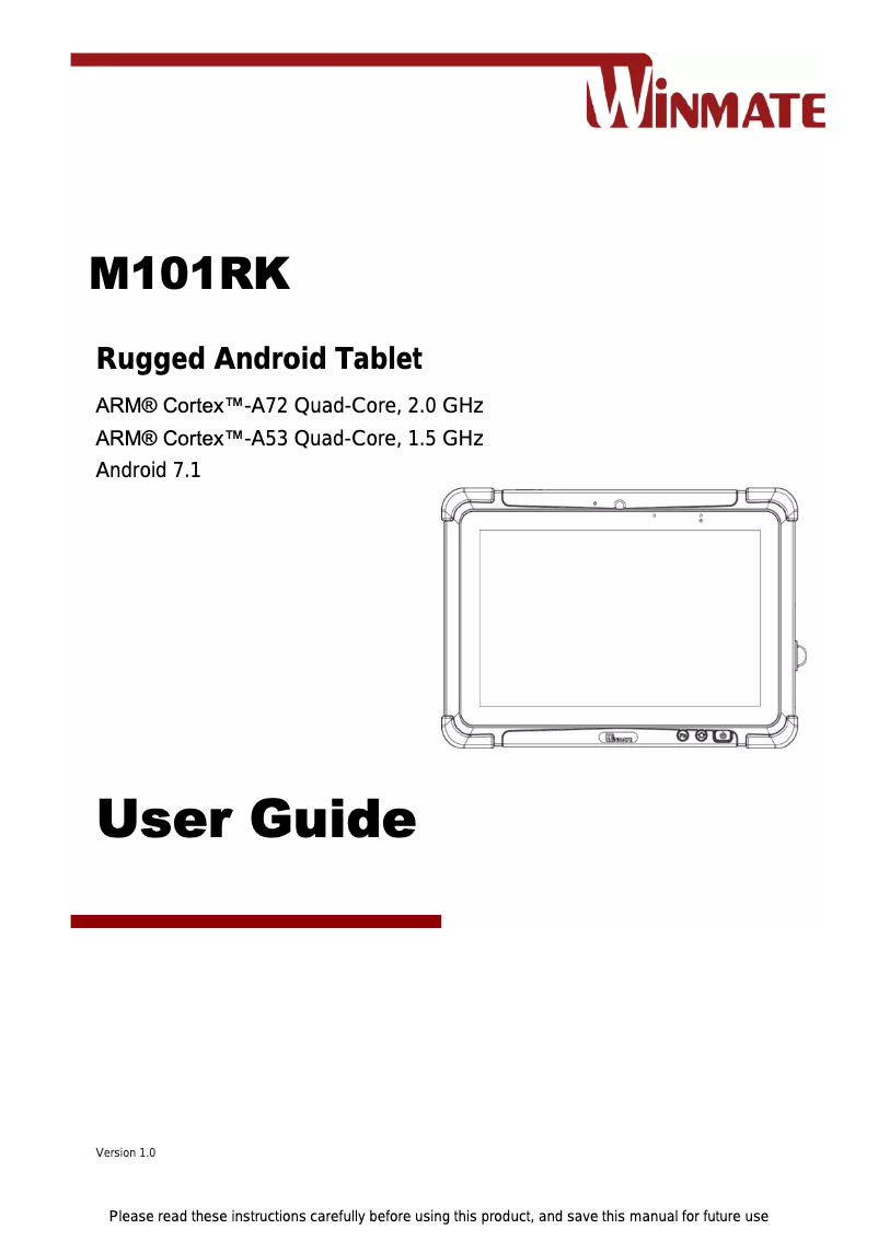 Page 1 de la notice Manuel utilisateur Winmate M101RK