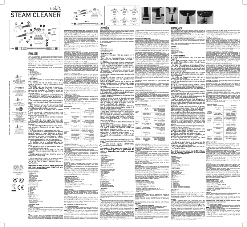 Page n°1 - Manuel utilisateur Starlyf Steam Cleaner