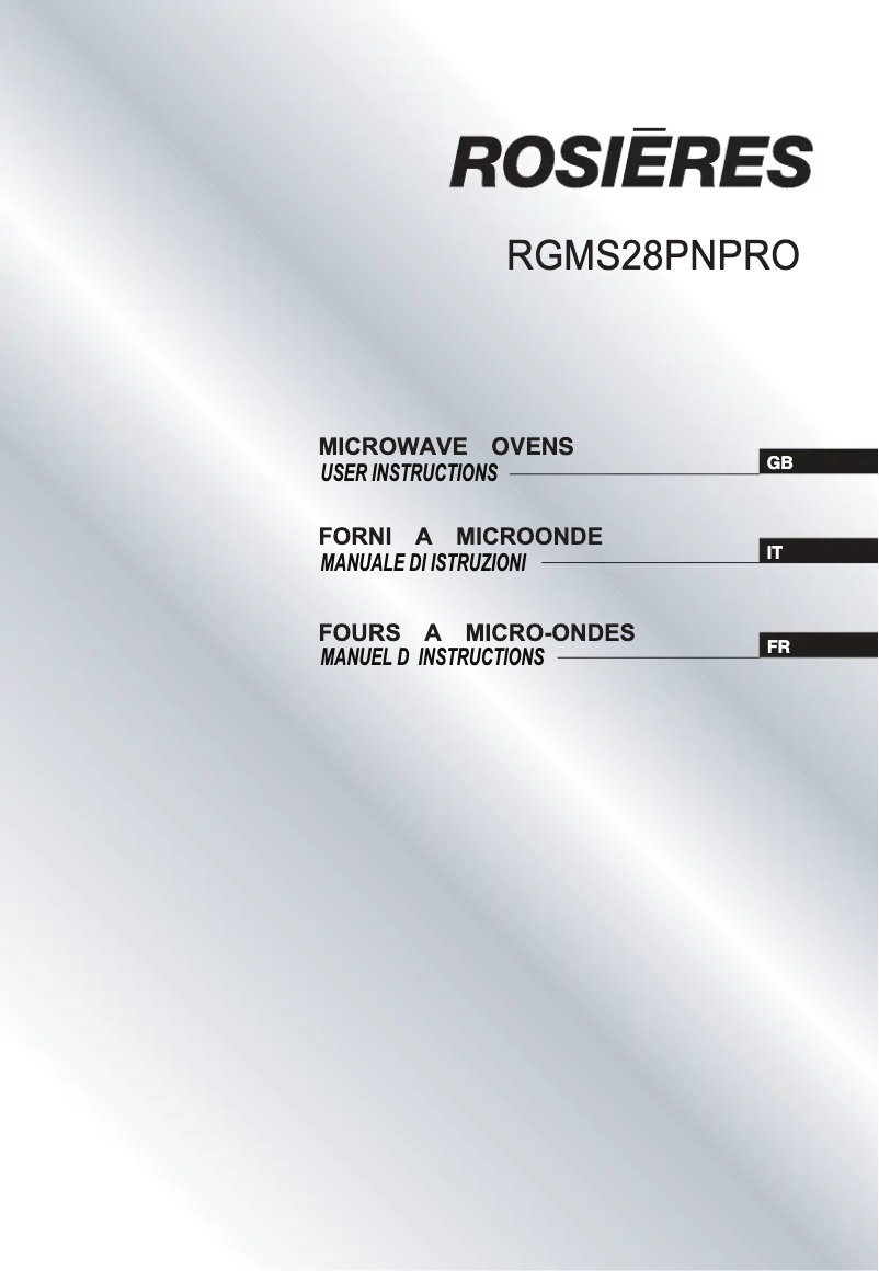 Page n°1 - Manuel utilisateur Rosieres RMGS28PNPRO