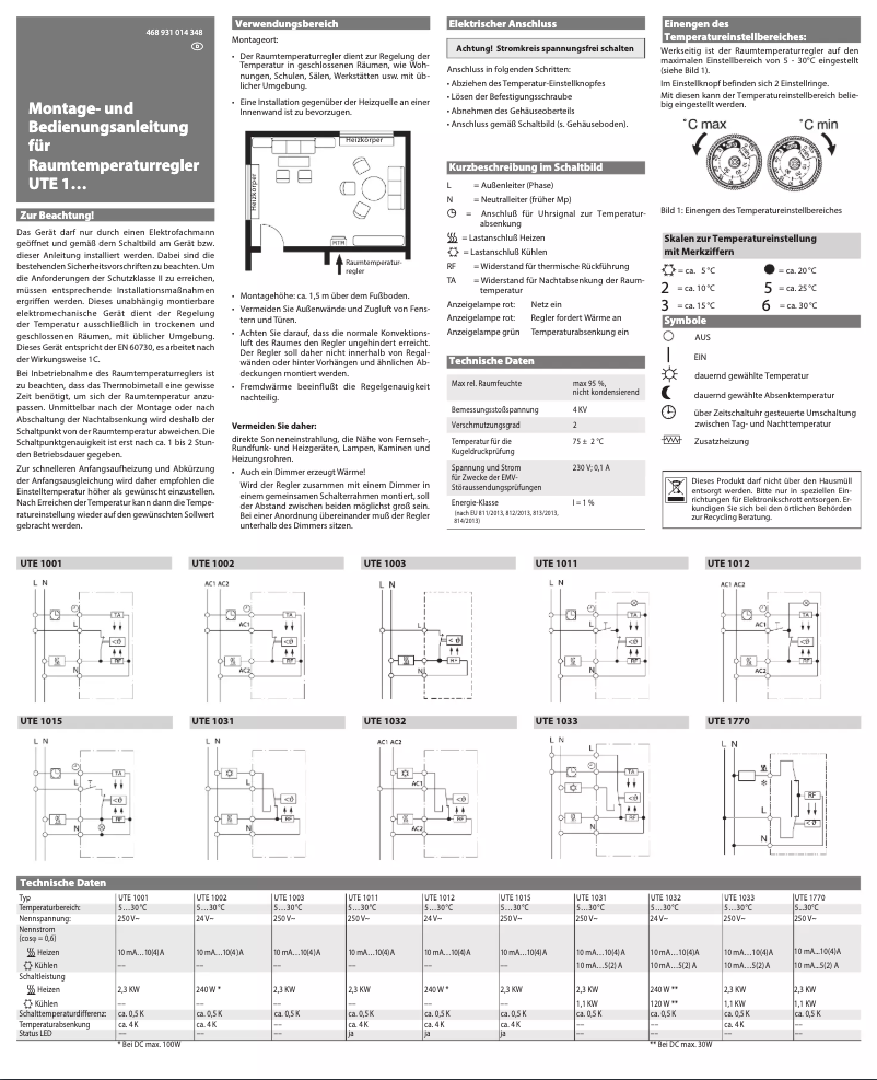 Image de la première page du manuel de l'appareil UTE 1002