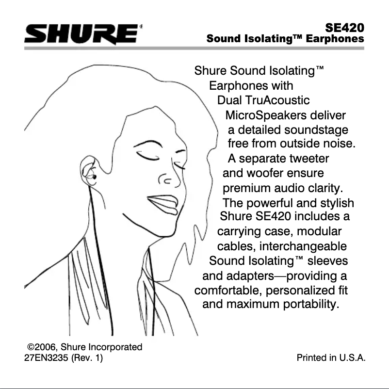Page n°1 - Manuel utilisateur Shure SE420