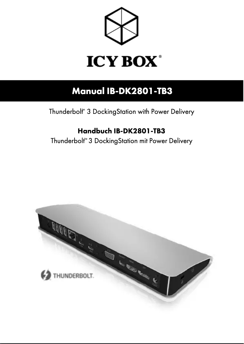 Page 1 de la notice Manuel utilisateur Icy Box IB-DK2801-TB3
