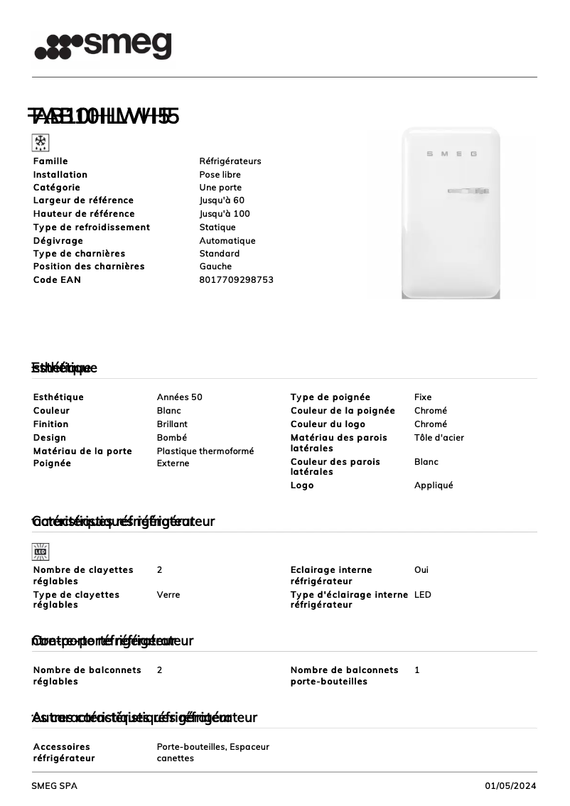 Image de la première page du manuel de l'appareil FAB10HLWH5