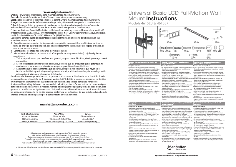 Page 1 de la notice Manuel utilisateur Manhattan 461337