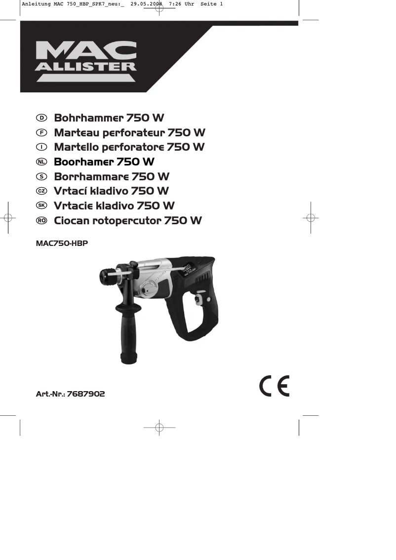 Página 1 del manual Manual de usuario MacAllister MAC 750-HBP