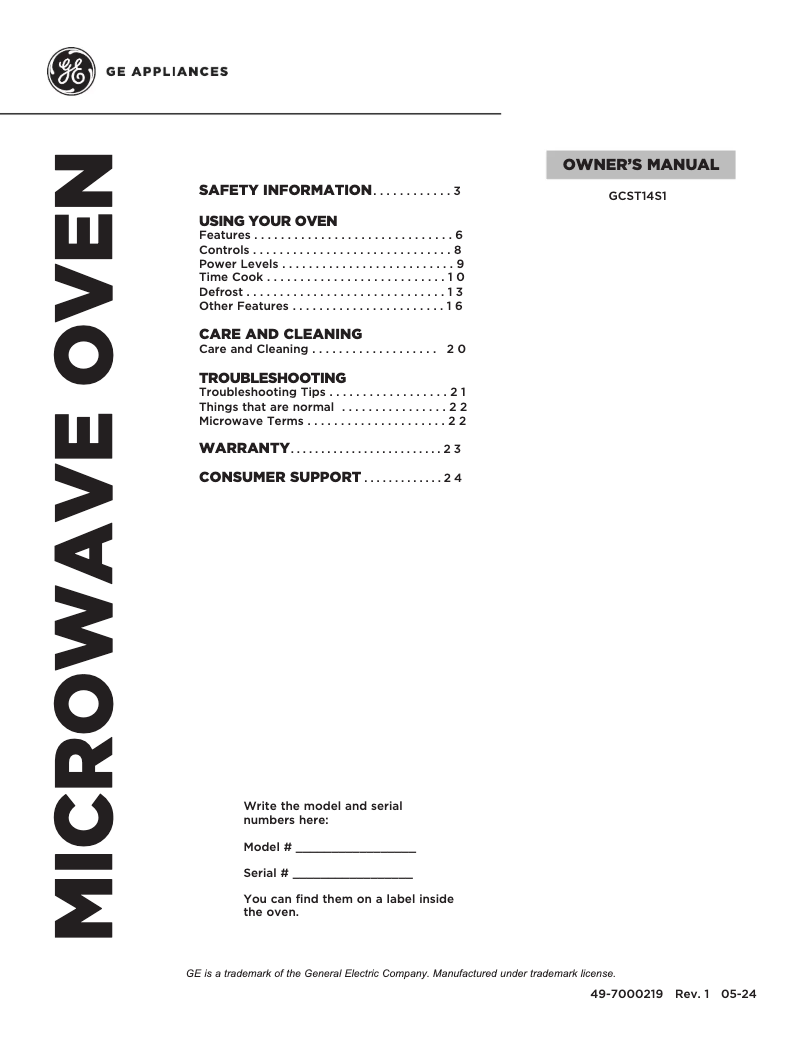 Image de la première page du manuel de l'appareil GCST14S1