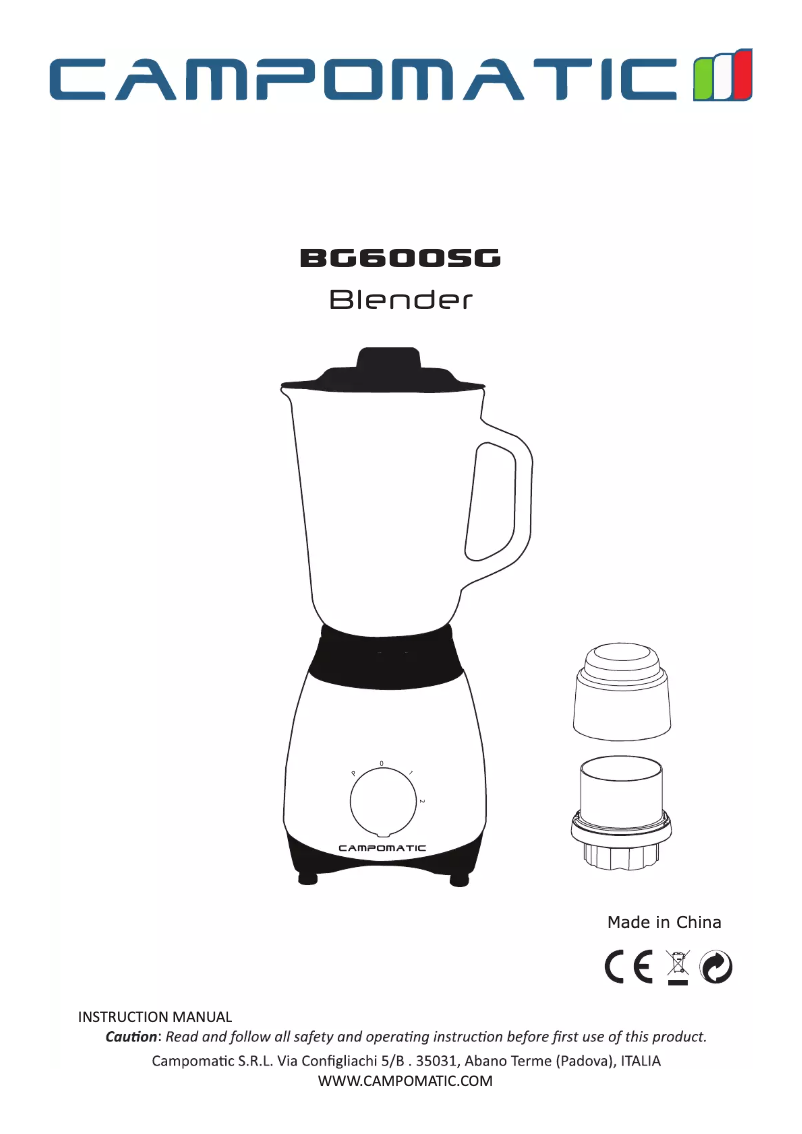 Page 1 de la notice Manuel utilisateur Campomatic BG600SG