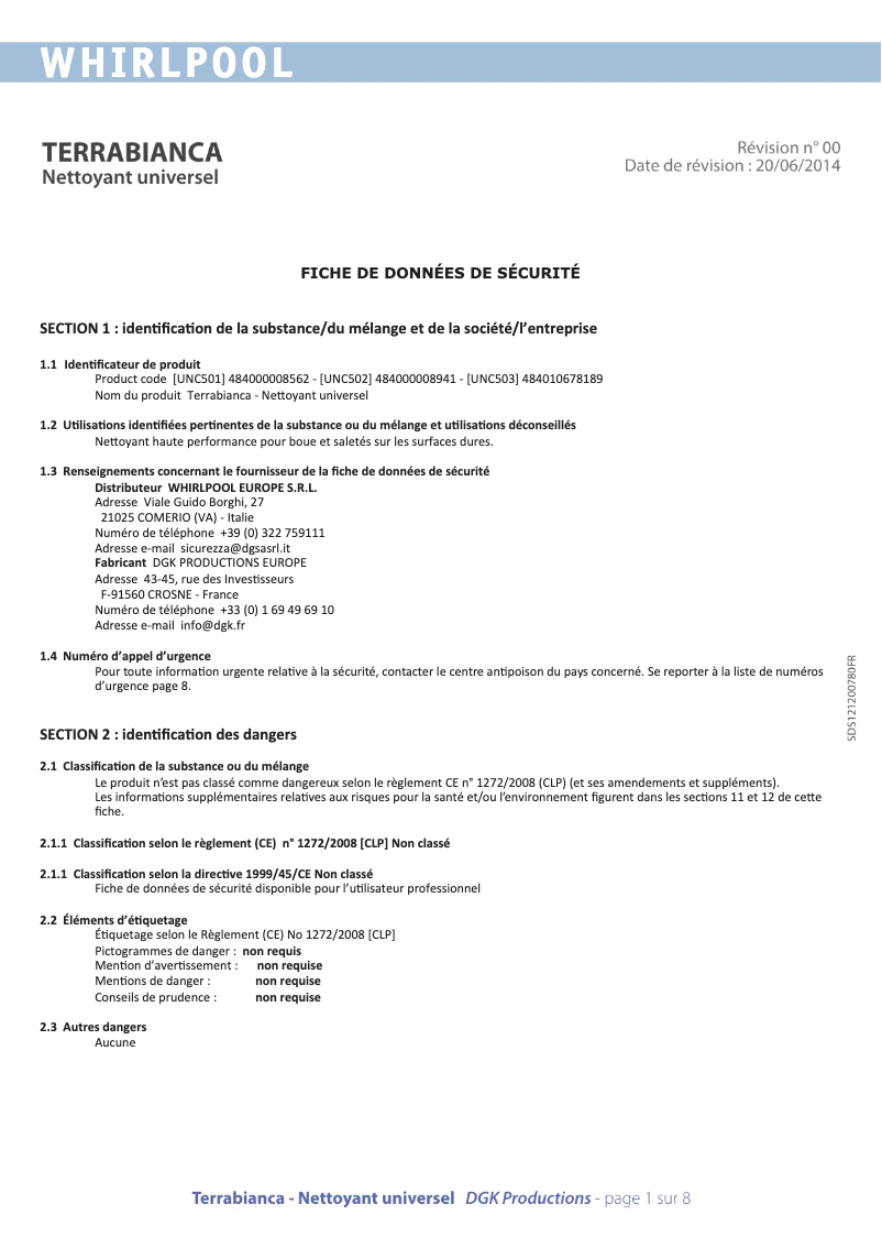 Page 1 de la notice Manuel utilisateur Bauknecht UNC501