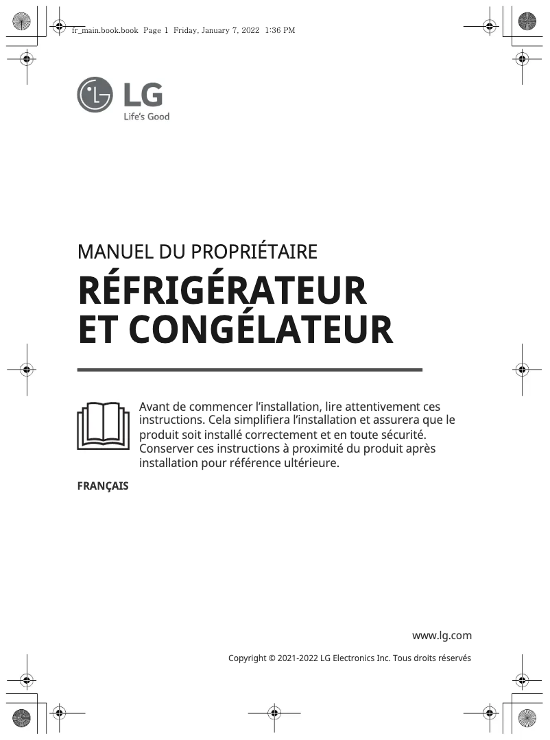 Page n°1 - Manuel utilisateur LG GN-B522PLGB