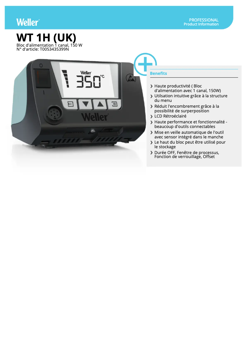 Page n°1 - Fiche technique Weller WT 1H