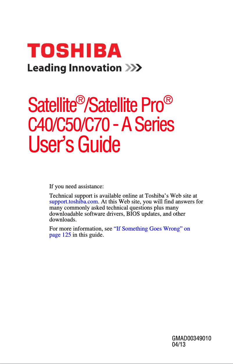 Page 1 de la notice Manuel utilisateur Toshiba Satellite C50-A-19U