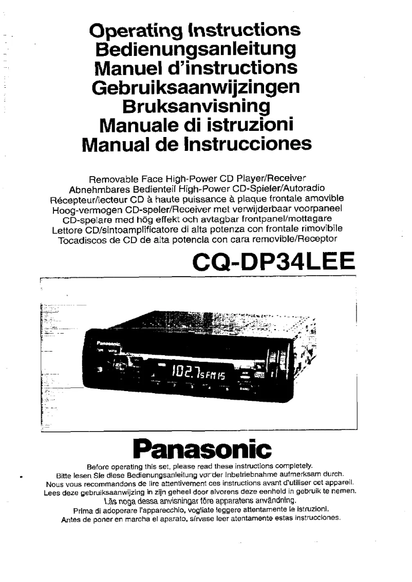 Page n°1 - Manuel utilisateur Panasonic CQ-DP34