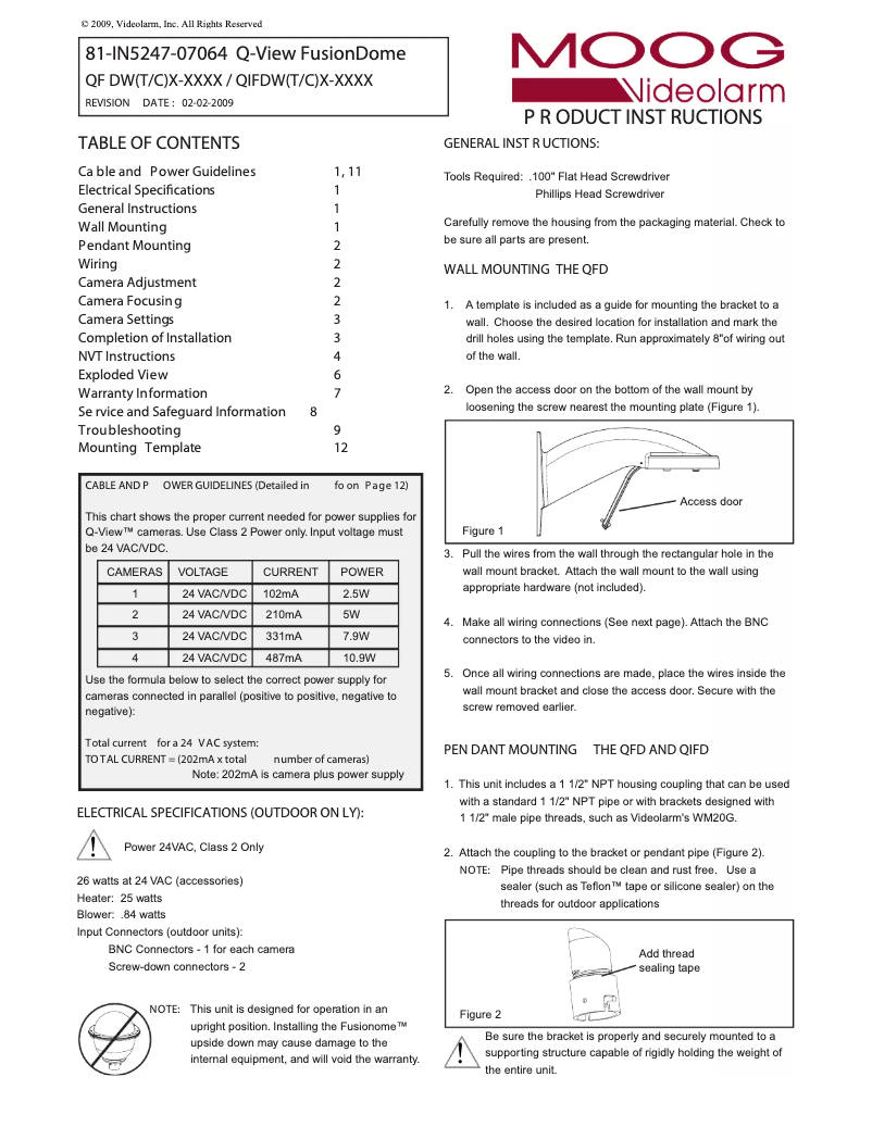 Page n°1 - Manuel utilisateur Moog Videolarm QFDWT4-70NA