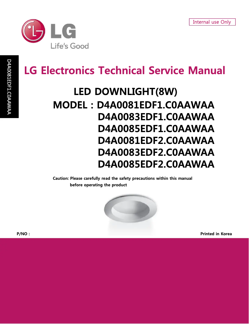 Page n°1 - Manuel utilisateur LG D4A0083EDF1