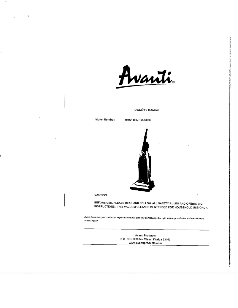 Page n°1 - Manuel utilisateur Avanti HMU2000