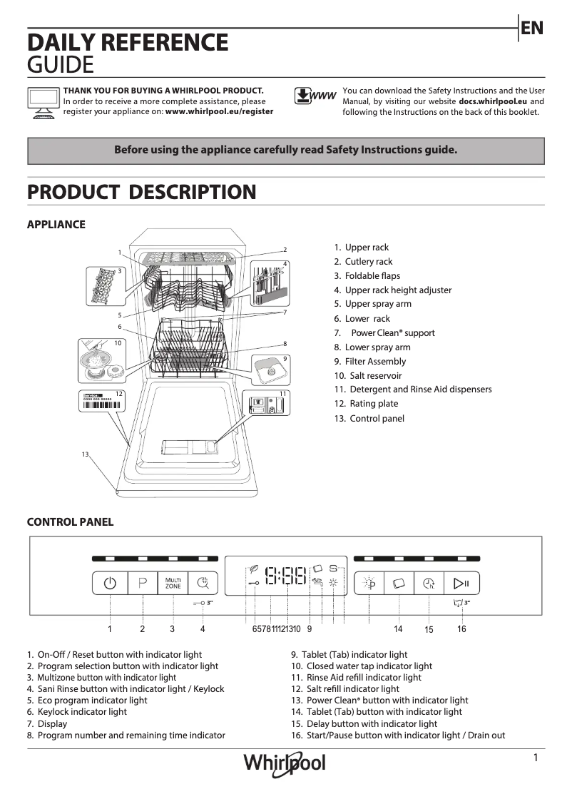 Page n°1 - Manuel utilisateur Whirlpool WSFO 3O23 PF