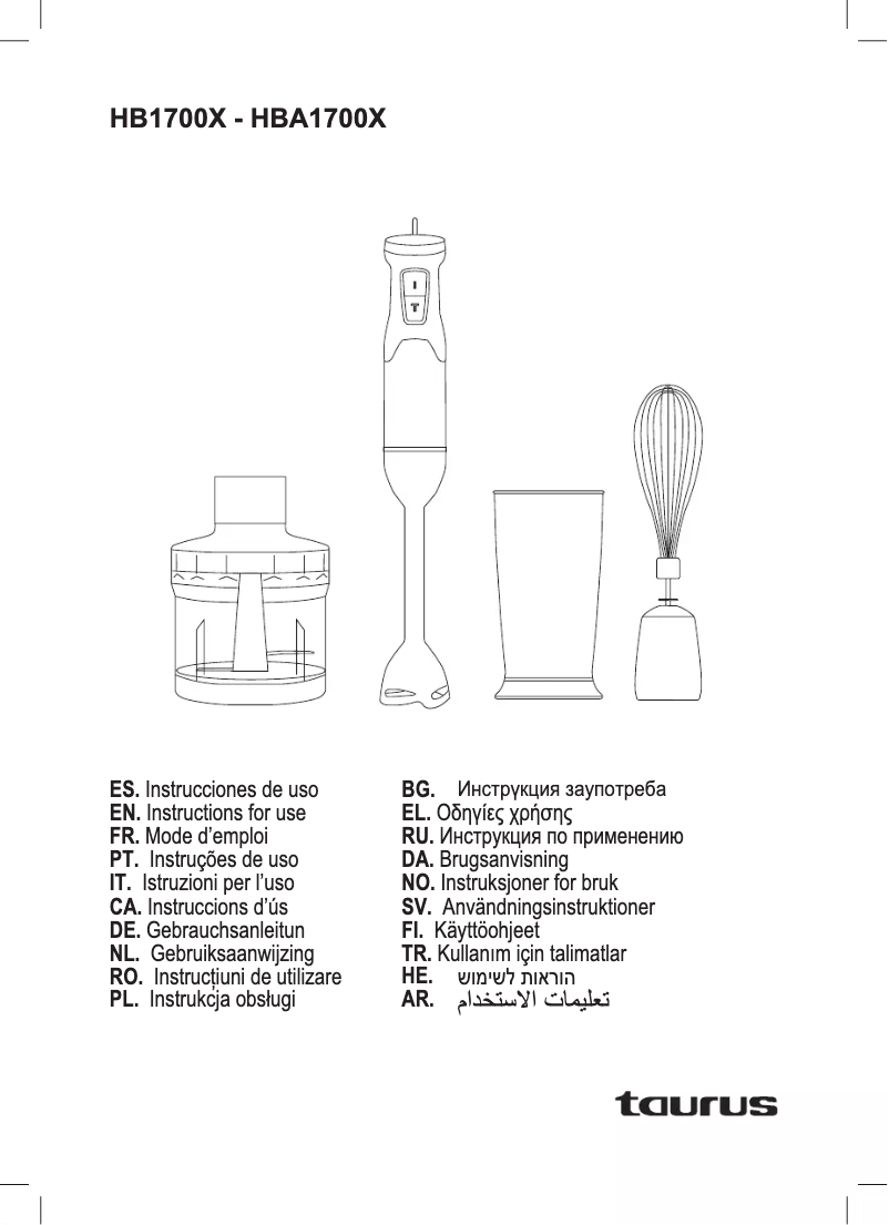 Page 1 de la notice Manuel utilisateur Taurus HB1700X