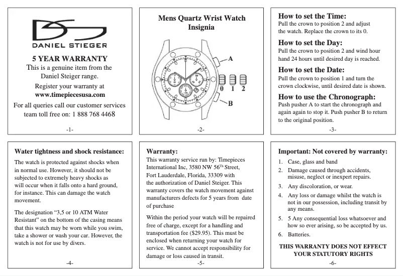 Page 1 de la notice Manuel utilisateur Daniel Steiger Insignia
