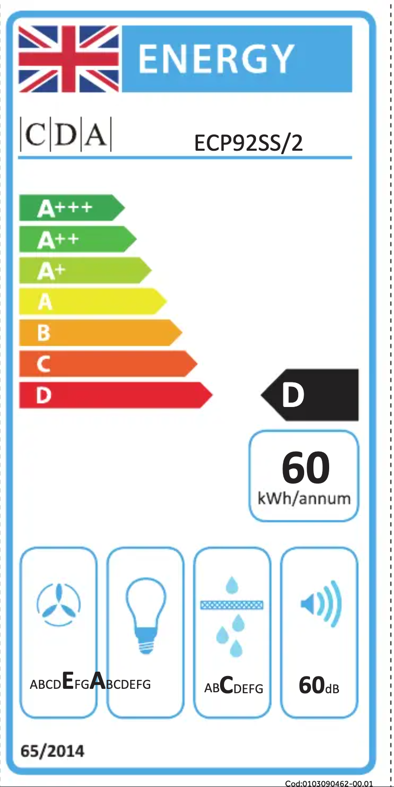 Page n°1 - Label énergétique CDA ECP92SS