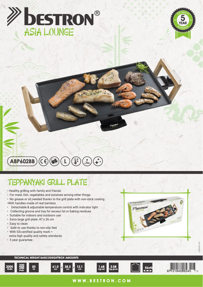 Page 1 de la notice Fiche technique Bestron ABP602BB