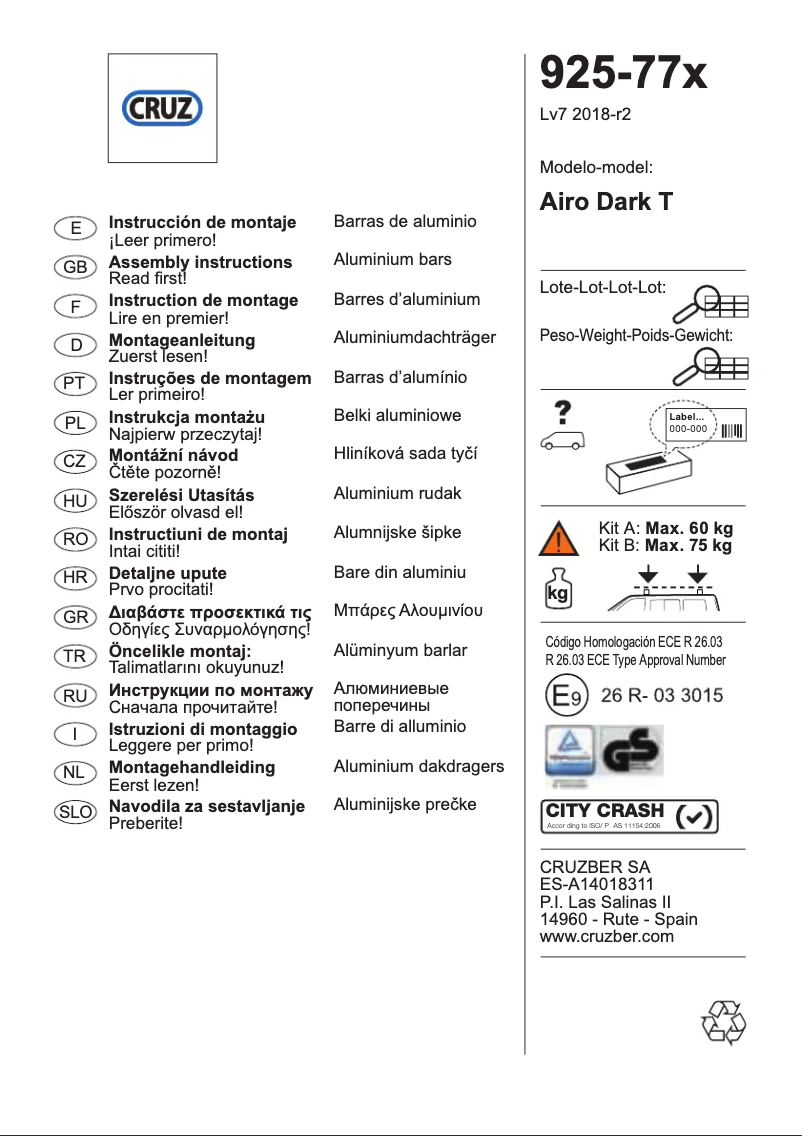 Image de la première page du manuel de l'appareil Airo Dark T