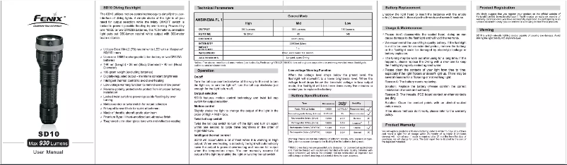 Page 1 de la notice Manuel utilisateur Fenix SD10