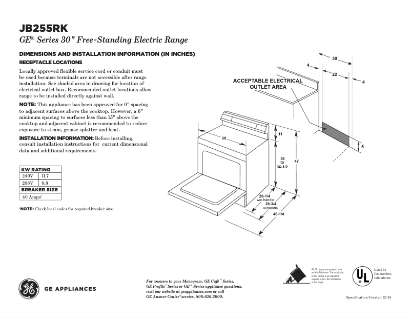 Image de la première page du manuel de l'appareil JB255RKSS