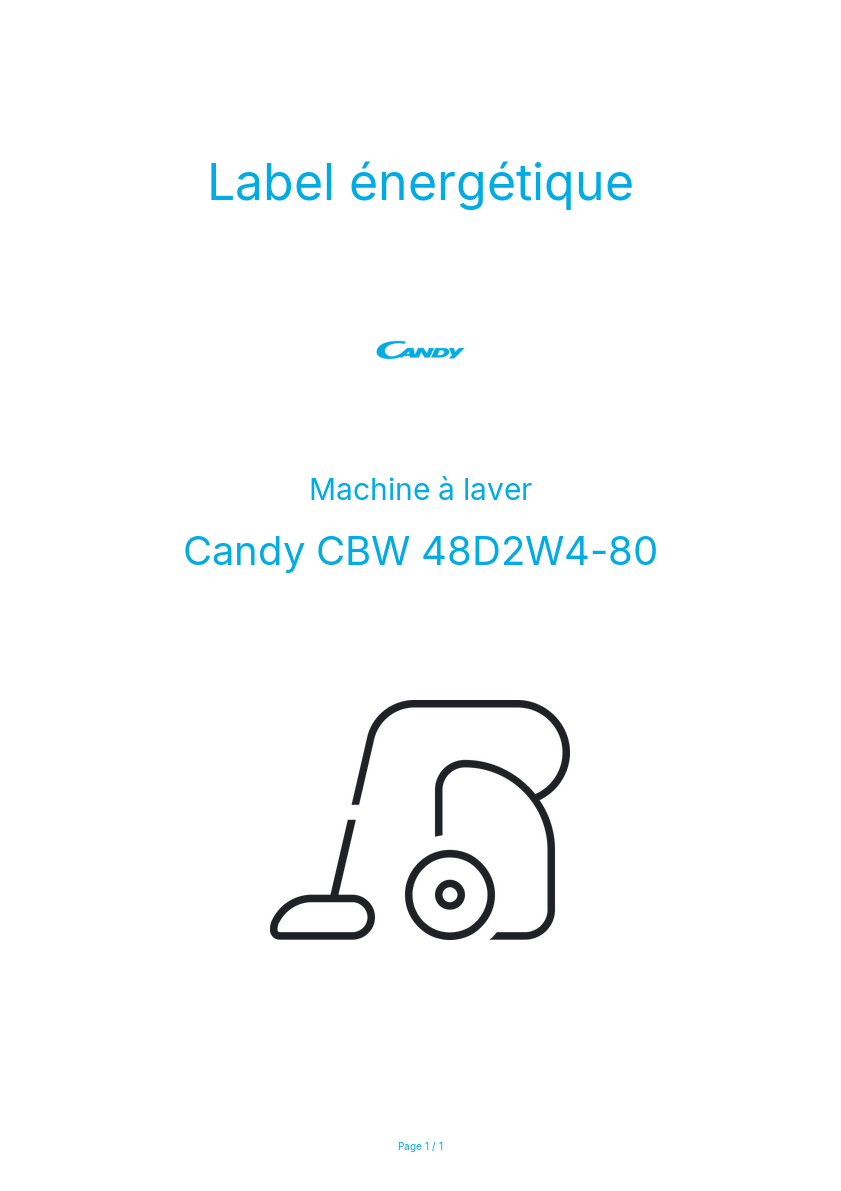 Page n°1 - Label énergétique Candy CBW 48D2W4-80
